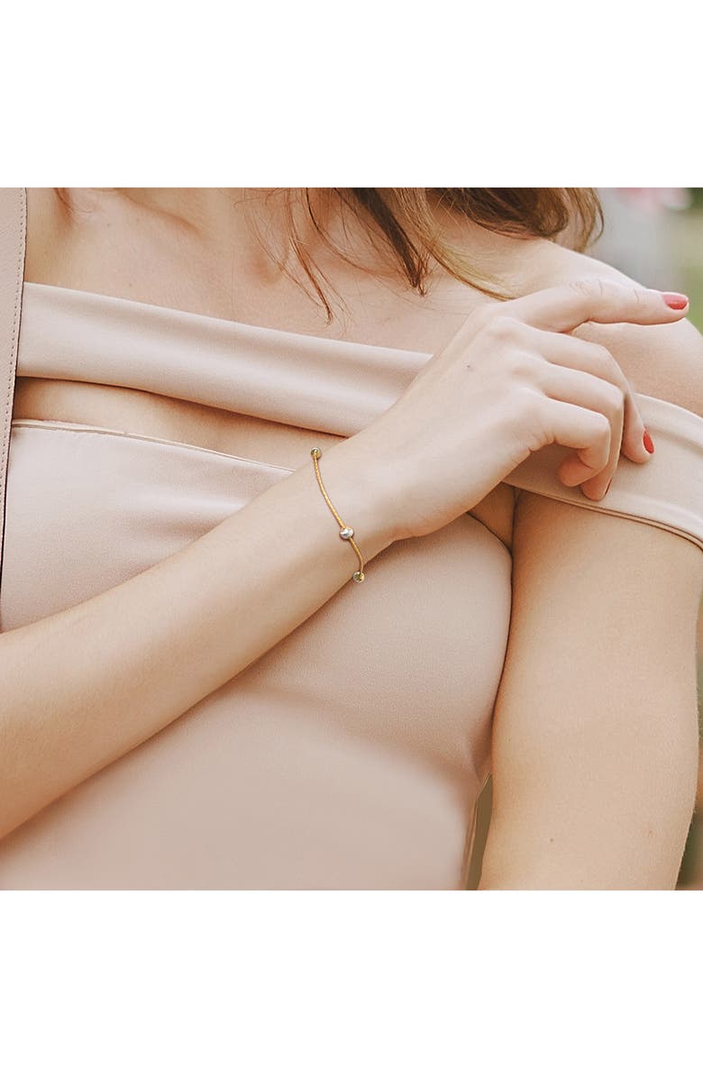 DELMAR 6mm Ball Station Chain Bracelet, Alternate, color, Gold