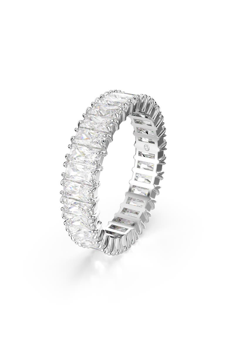 Matrix Baguette Crystal Eternity Ring, Alternate, color, WHITE GOLD
