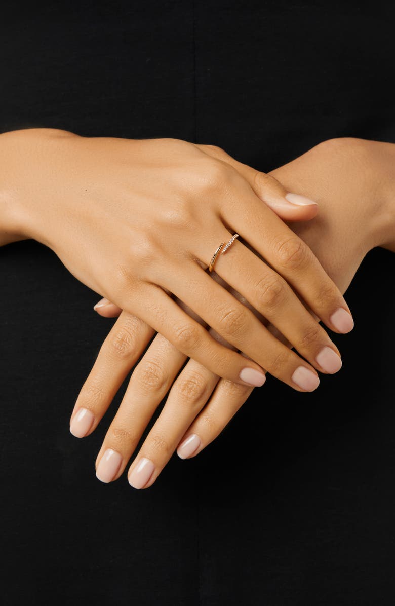 Ana Luisa Oren Cubic Zirconia Bypass Ring, Alternate, color, Gold / Clear