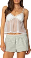 EDIKTED Lace Accent Sheer Camisole