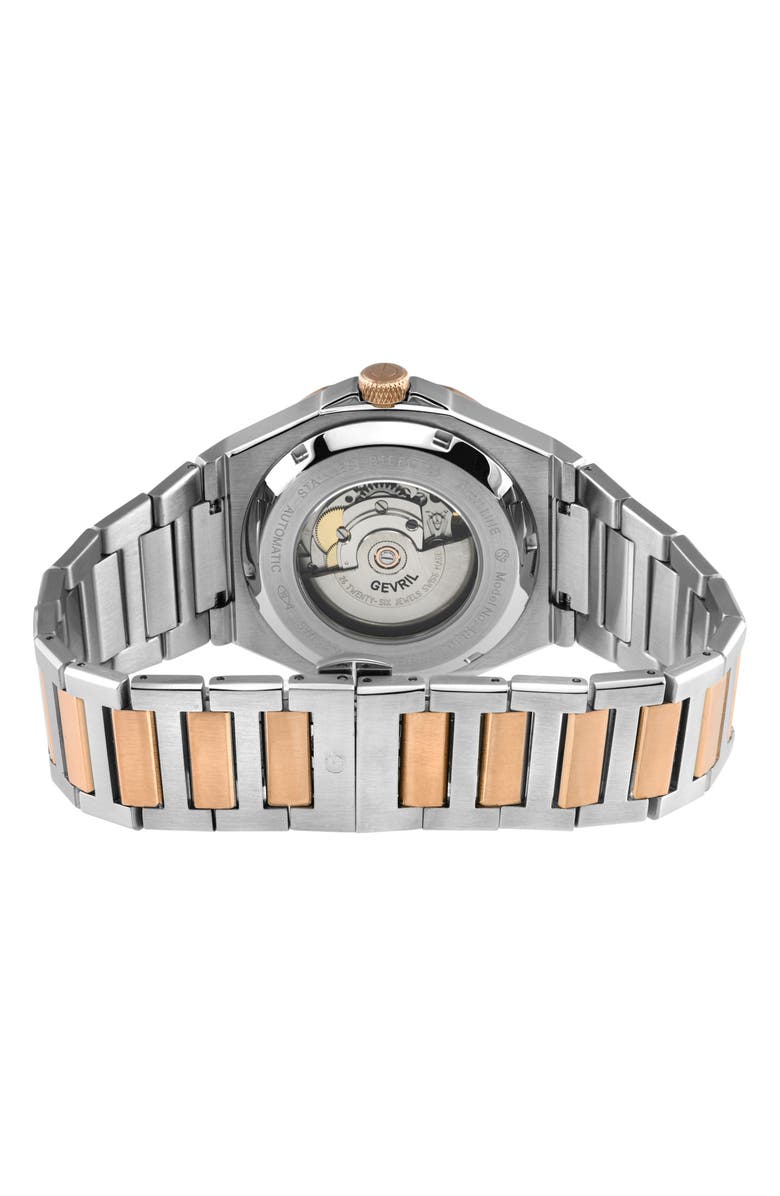GEVRIL High Line Two-Tone Goldtone Plated Automatic Bracelet Watch, 43mm, Alternate, color, Two Tone