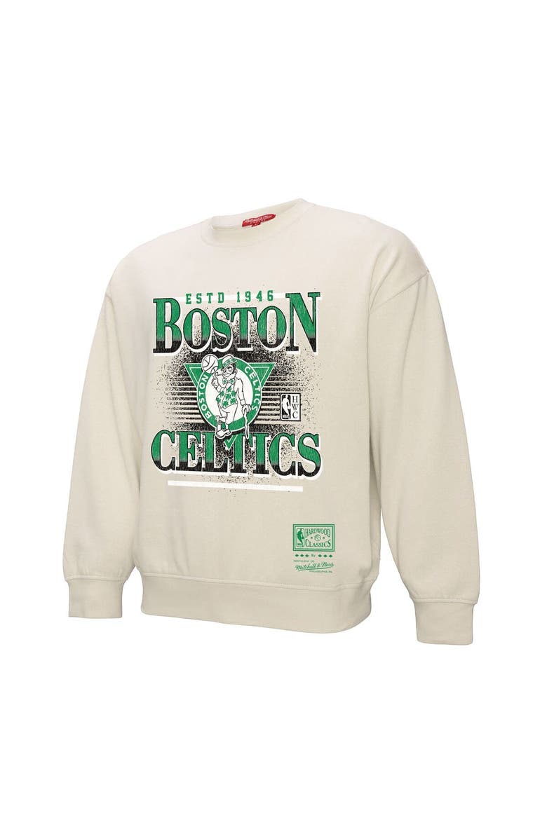 Women's Mitchell & Ness Cream Boston Celtics Oversprayed Pullover Sweatshirt, Alternate, color, Cream