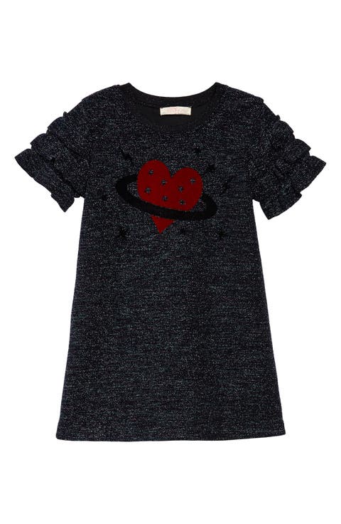 Heart Planet Glitter Dress (Toddler Girls & Little Girls)