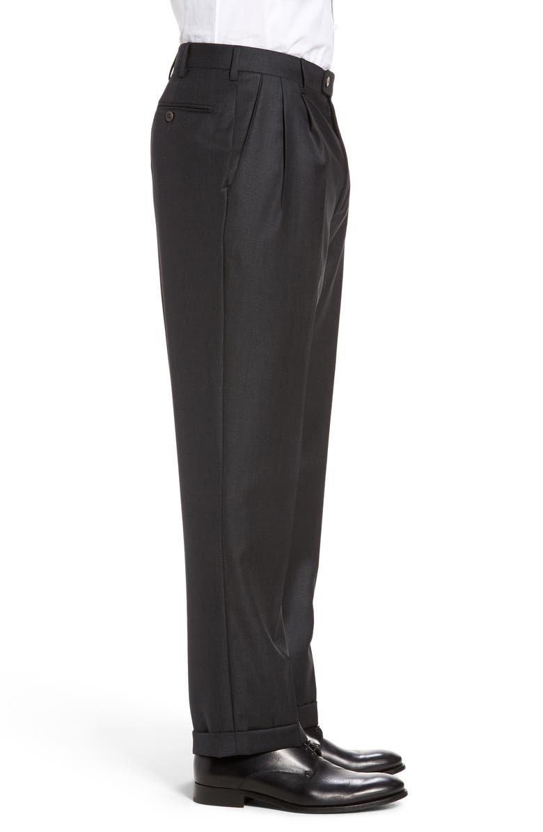 Zanella Bennett Straight Leg Pleated Dress Pants, Alternate, color, Dark Grey1