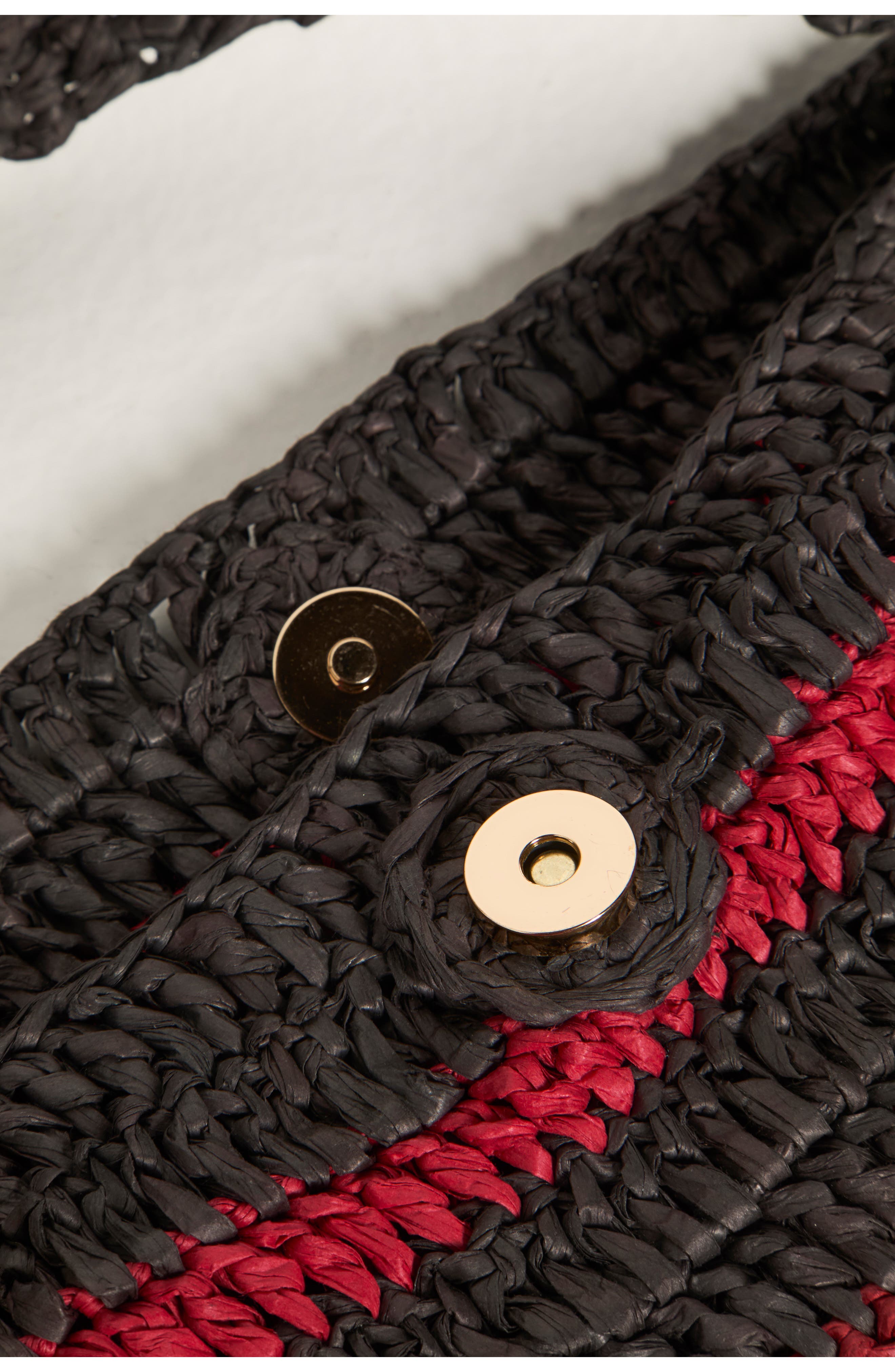 Belize Shell Raffia Shoulder Bag, Alternate, color, DARK CHERRY/ ESPRESSO