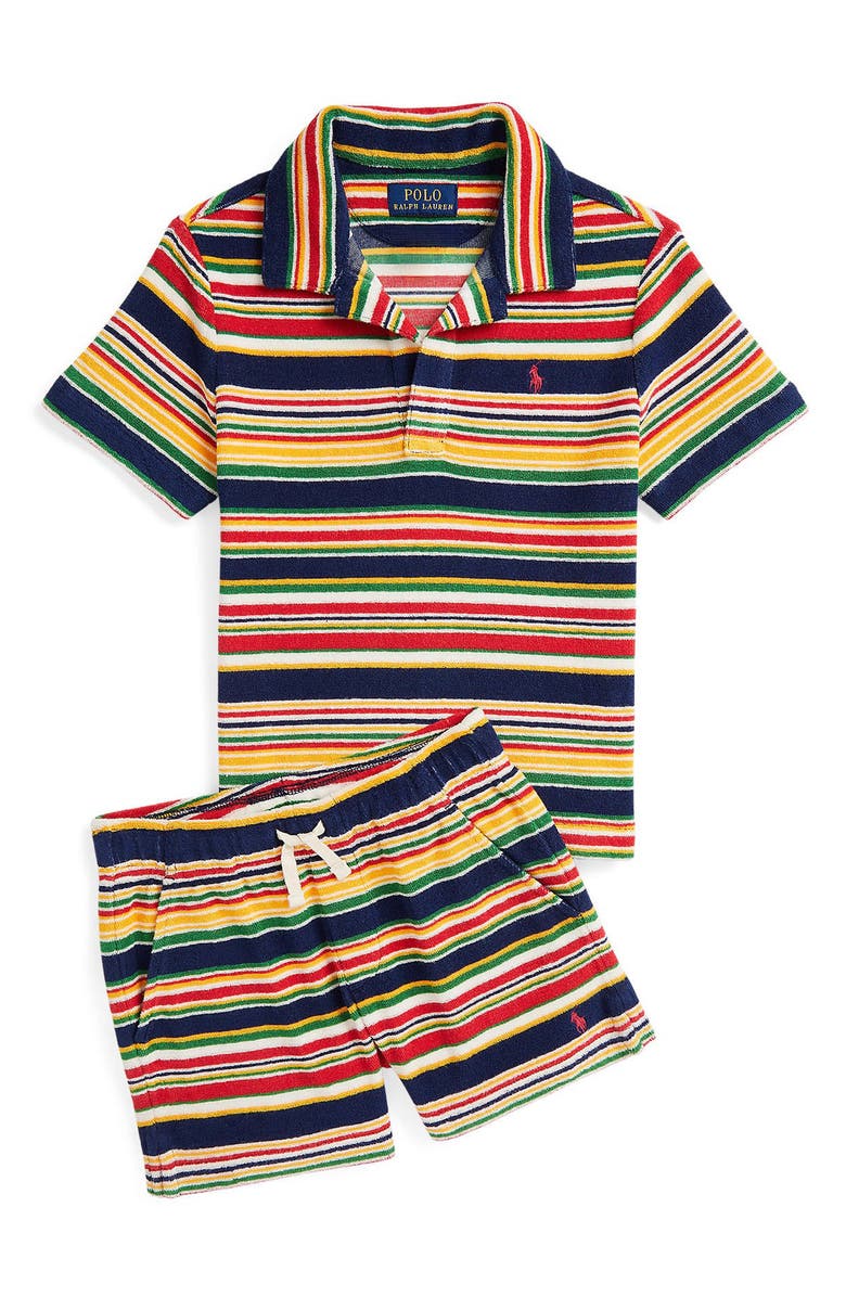 Polo Ralph Lauren Kids' Stripe Cotton Terry Shorts, Alternate, color, 