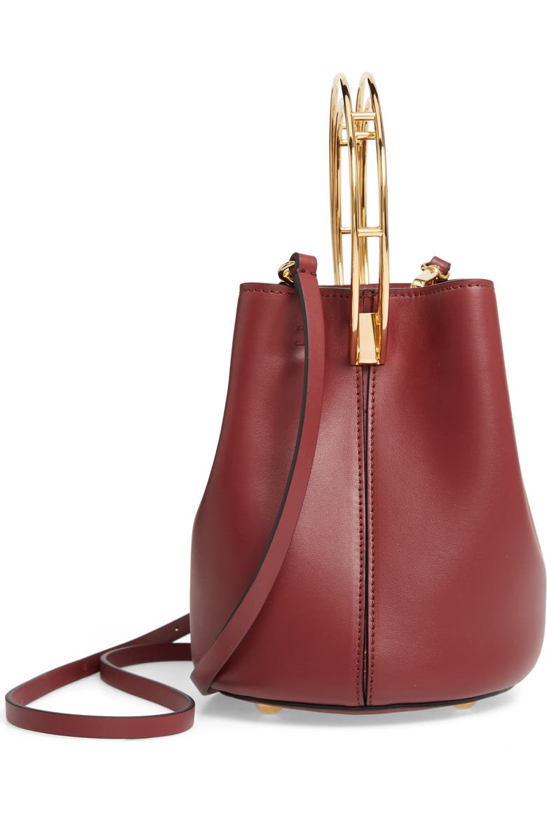 Marni Ring Handle Leather Bucket Bag, Alternate, color,