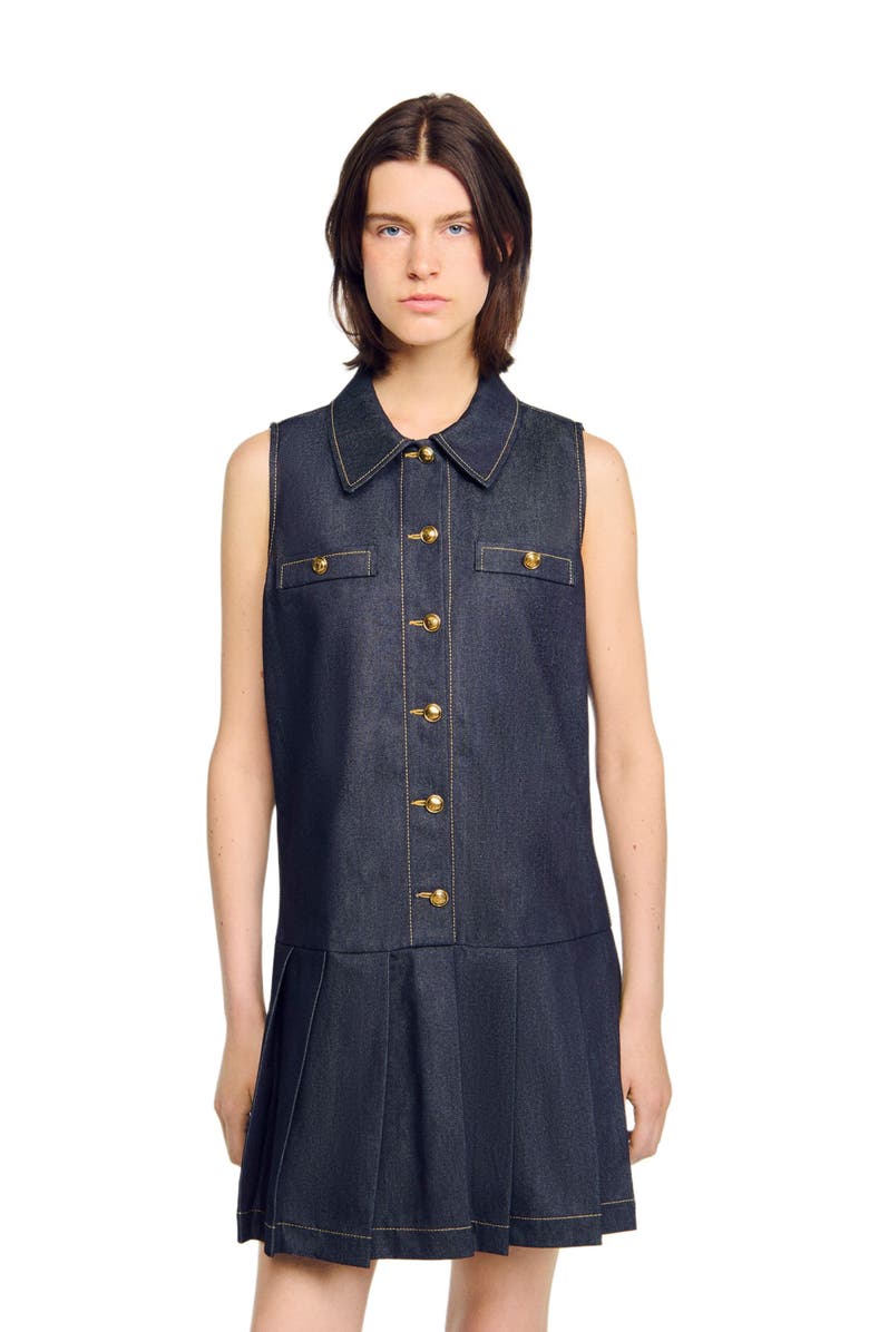 SANDRO Short denim dress, Alternate, color, Deep Blue