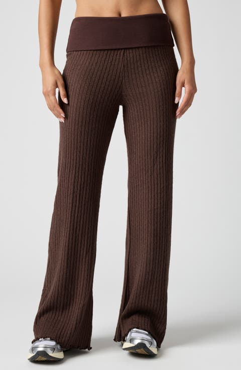 Mini Cable Stitch Foldover Sweater Pants