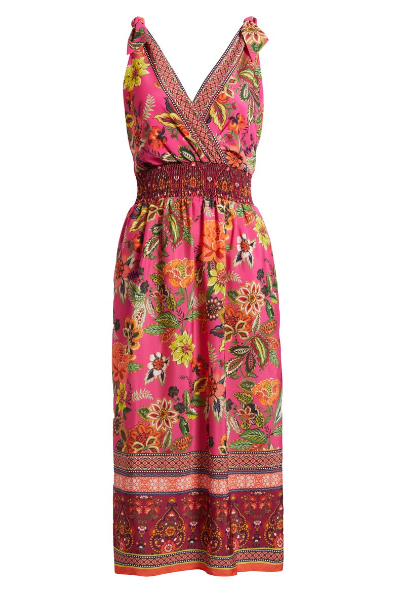 Smocked Waist Midi Sundress, Alternate, color, PINK MULTI