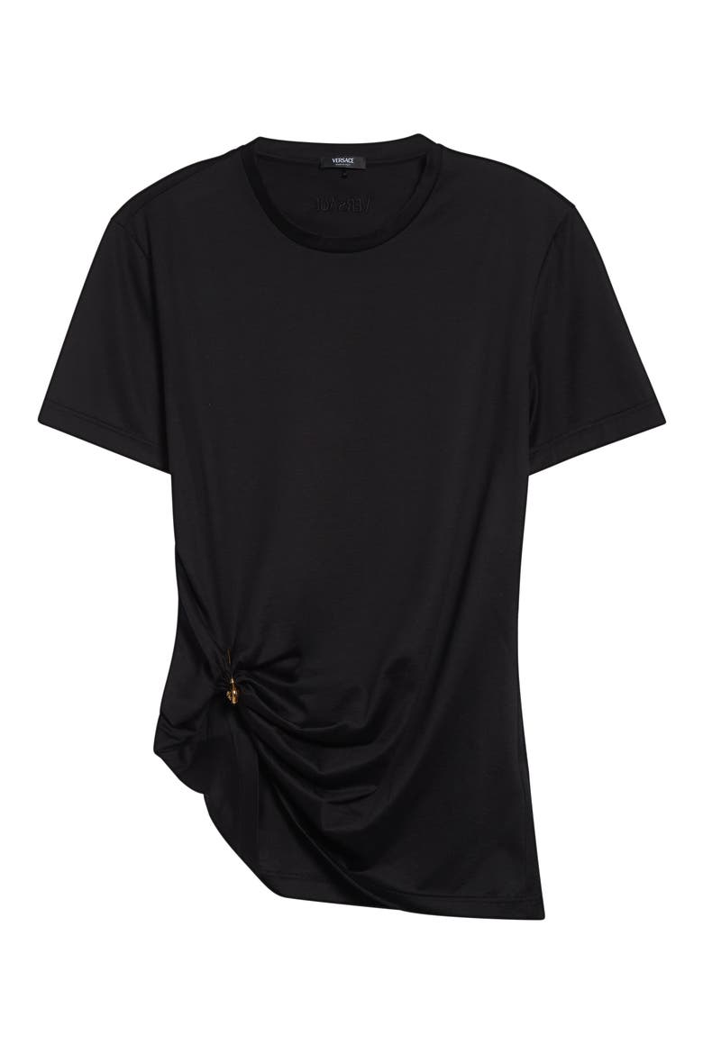 Safety Pin Silk & Cotton T-Shirt, Alternate, color, BLACK