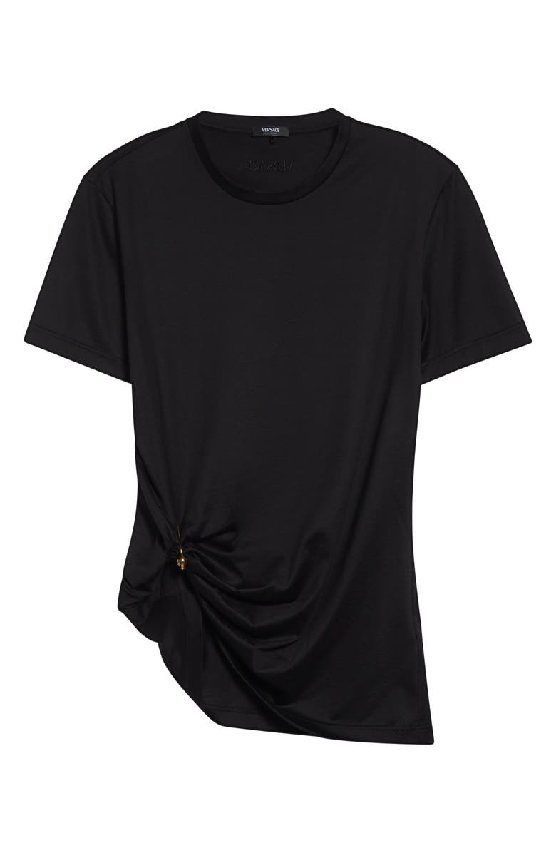 Versace Safety Pin Silk & Cotton T-Shirt, Alternate, color, Black