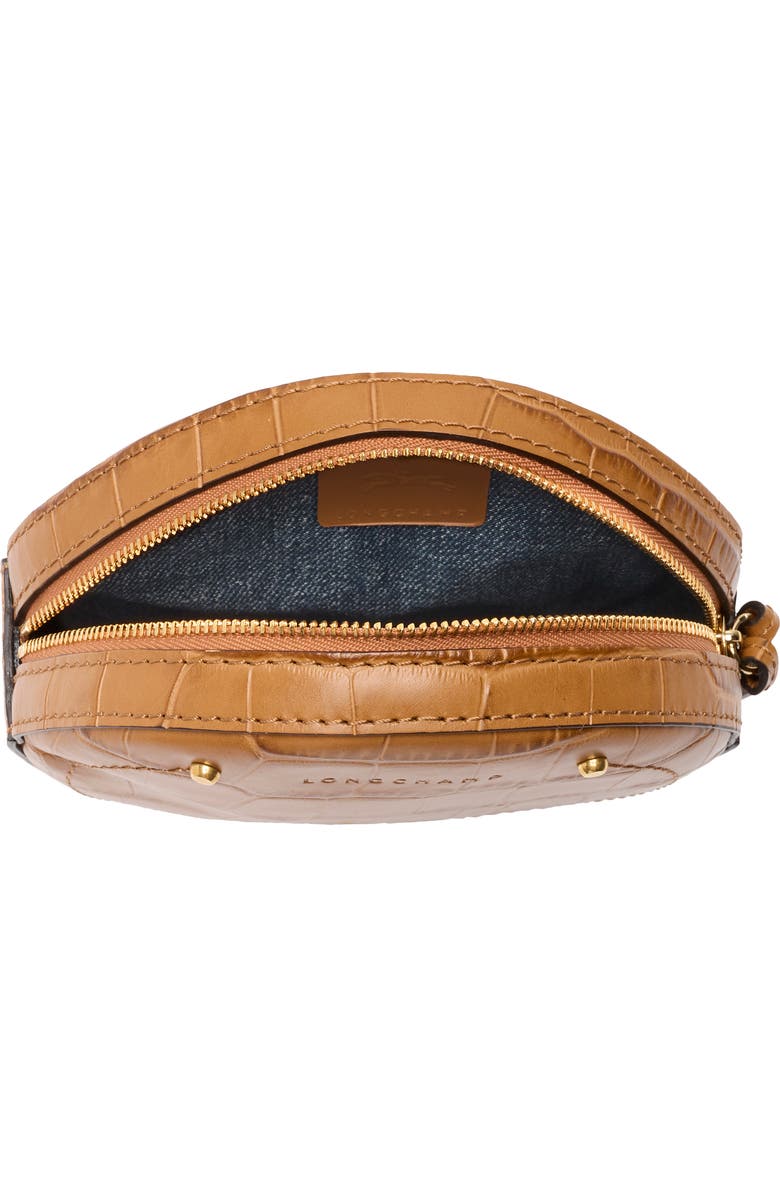 Longchamp Cavalcade Croc-Embossed Round Belt Bag, Alternate, color, Camel