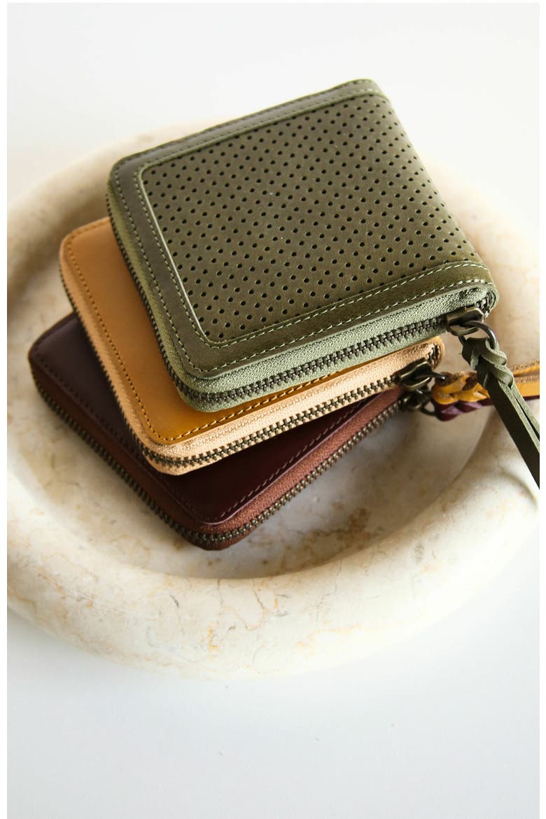 Helina Small Zip Around Wallet, Alternate, color, Perforated Moss