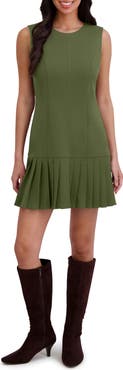 London Times Sleeveless Drop Waist Pleated Dress