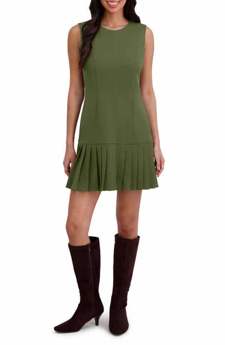 Sleeveless Drop Waist Pleated Dress