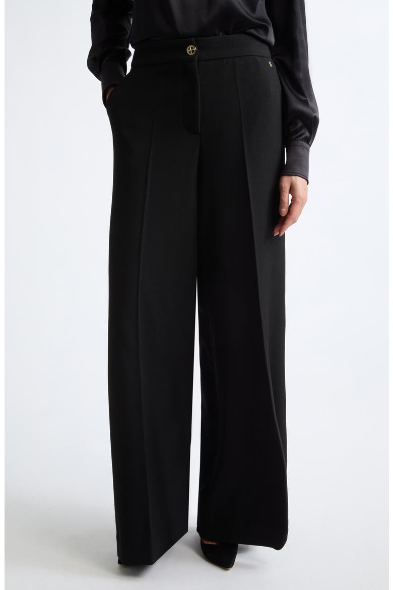 Palais Stretch Suiting Wide Leg Pants, Main, color, BLACK
