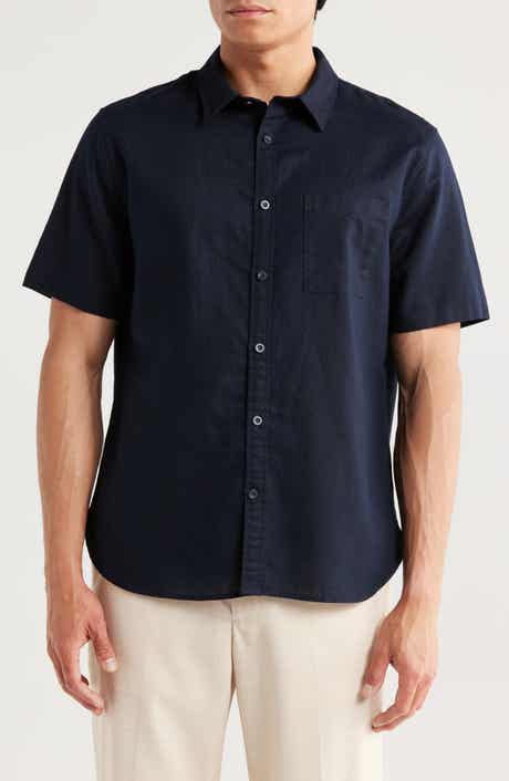 Vince Classic Fit Short Sleeve Linen Blend Button-Up Shirt
