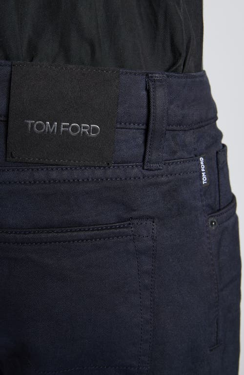 Tom Ford Clean Compact Twill Slim Fit Pants In Navy
