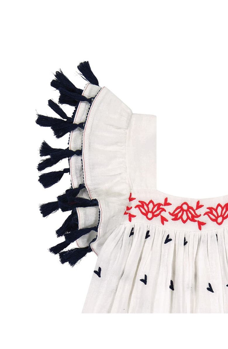 Mer St. Barth Serena Tassel Dress, Alternate, color, Red White Navy Embroidery