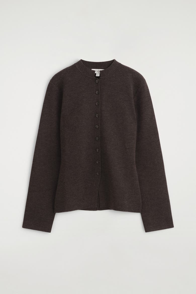 Merino Wool-Blend Cardigan, Alternate, color, BROWN MÉLANGE
