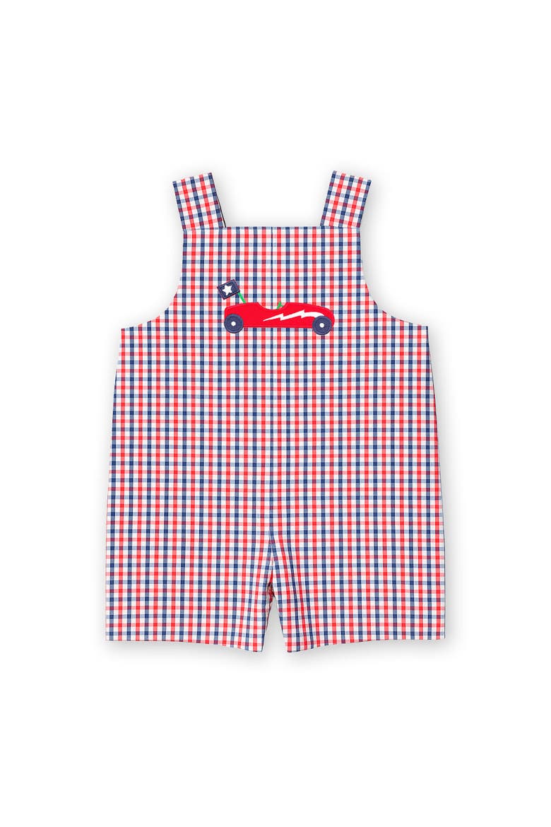 Plaid Seersucker Shortall With Derby Car, Main, color, Navy/White/Red