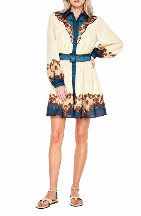 Teya Long Sleeve Belted Shirtdress