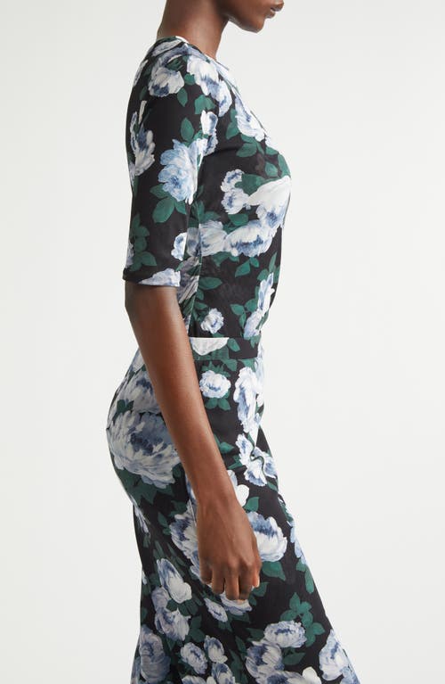 Stella Mccartney Floral Three-quarter-sleeve Mesh Top In Multi