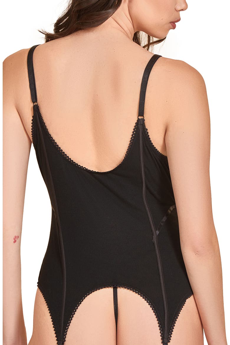 Rib Bustier & Panties Set, Alternate, color, BLACK
