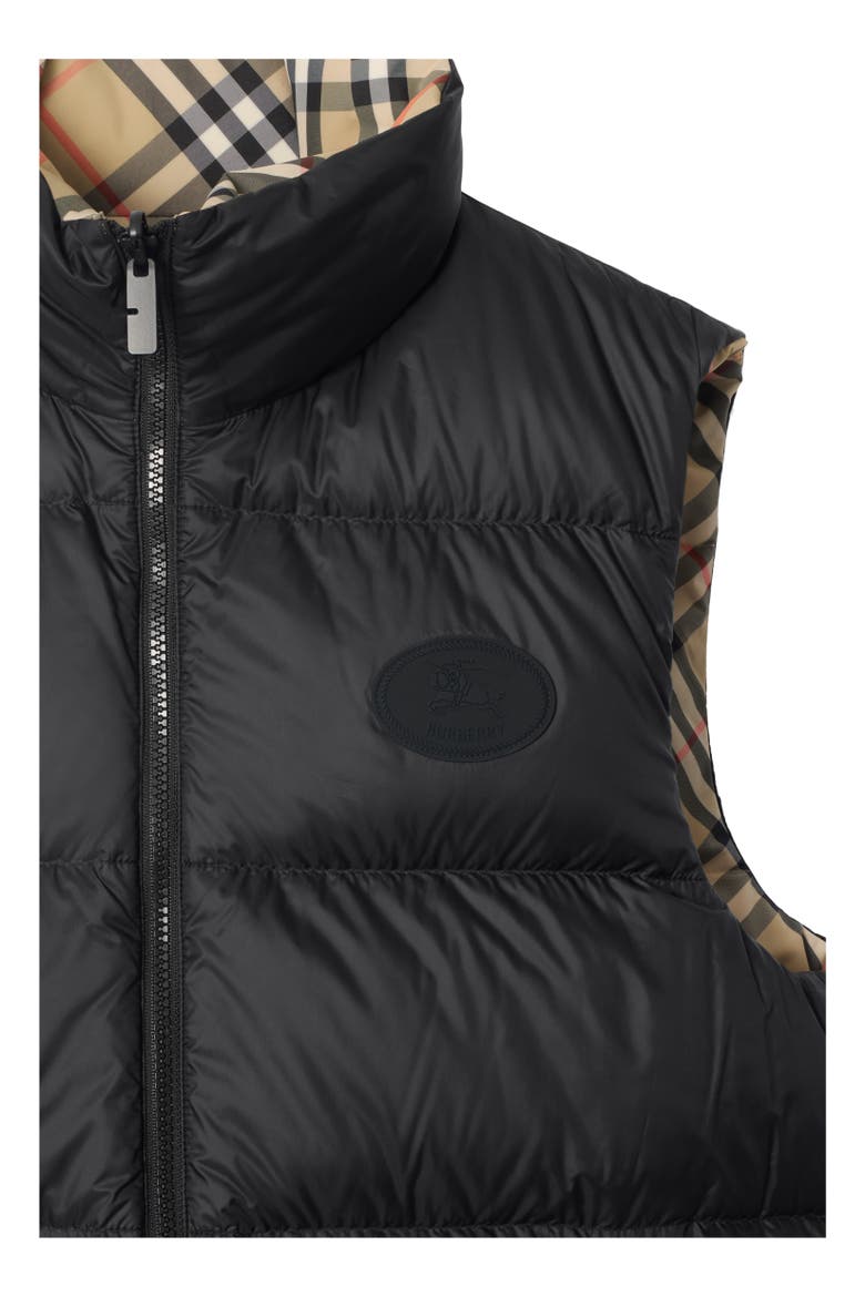 Reversible Check Puffer Gilet, Alternate, color, Sand beige
