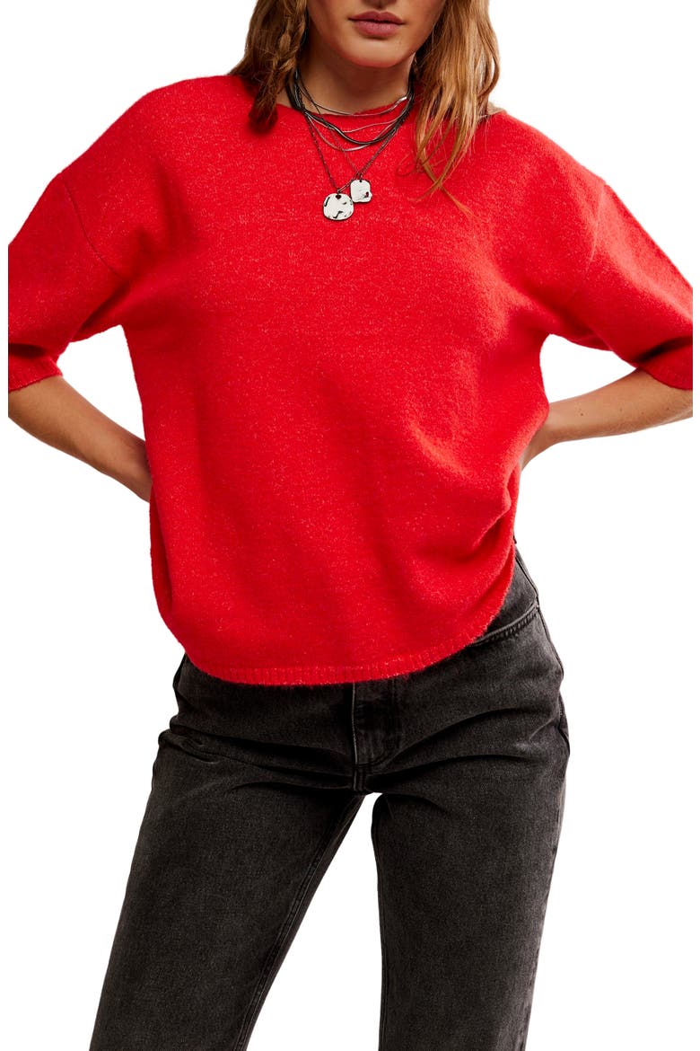 Margot Oversize Short Sleeve Sweater, Main, color, CHERRY POP MELANGE