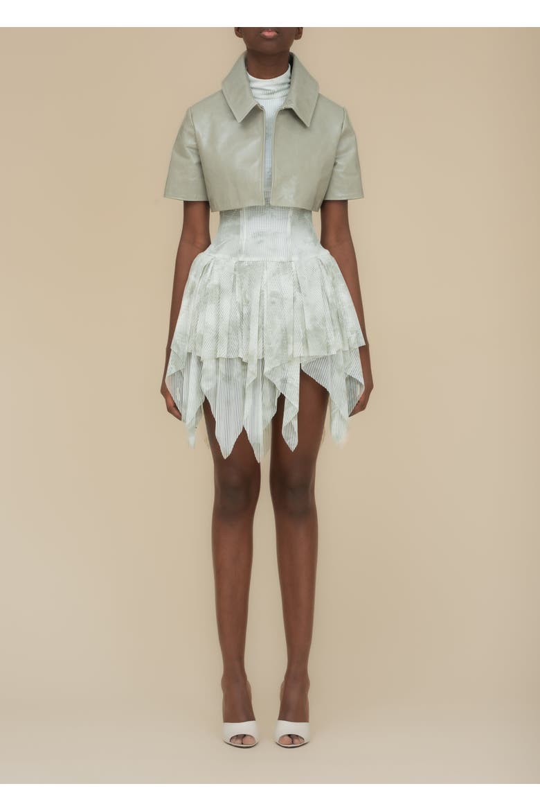 Bella Printed Piquet Tulle Dress, Alternate, color, Sage