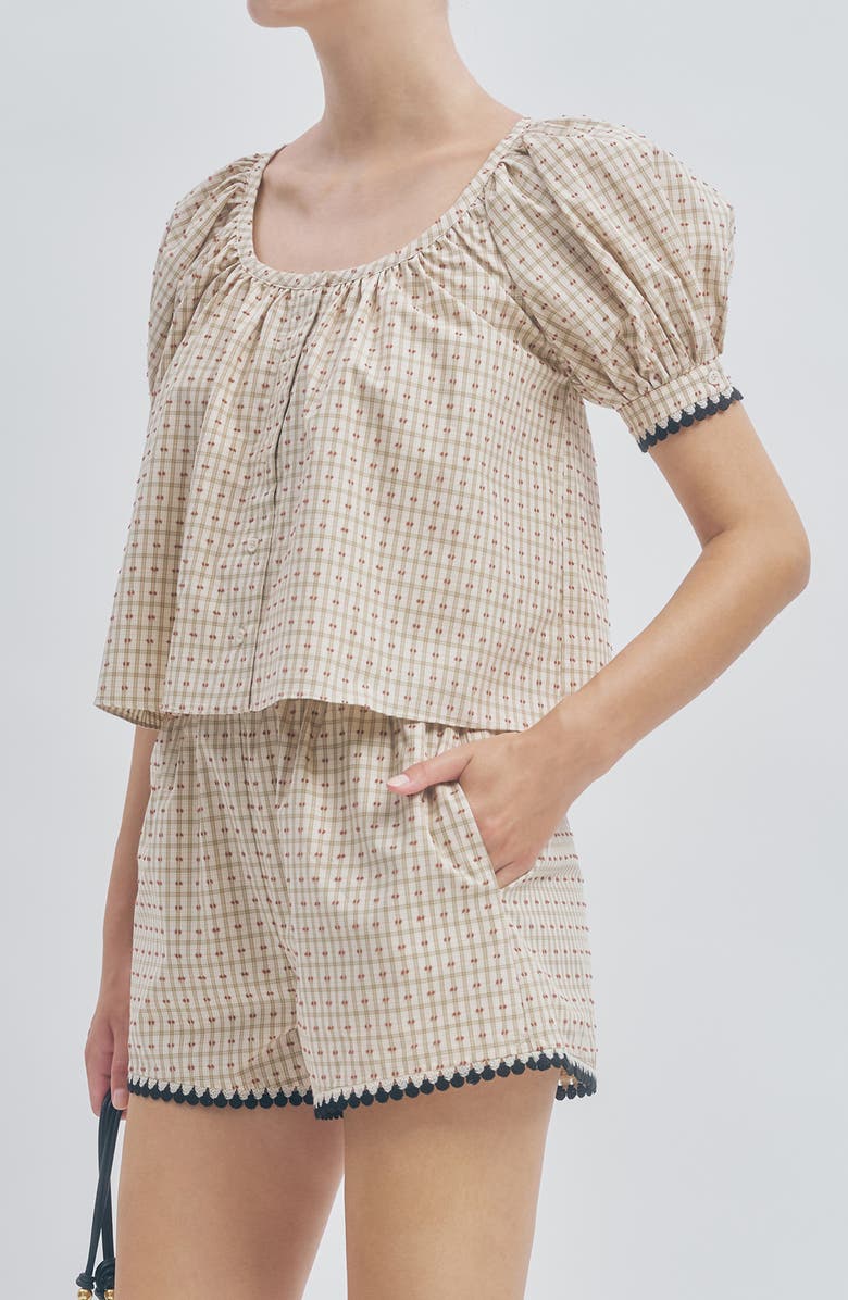 MAUDE CLUB Sue Plaid Woven Shirt, Alternate, color, Beige Plaid