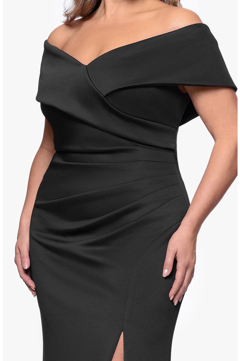 Off the Shoulder Scuba Knit Gown, Alternate, color, BLACK