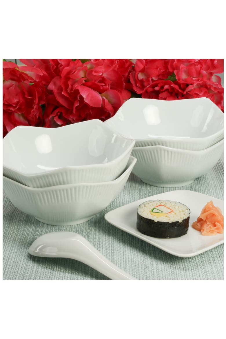 Set of 4 Lotus Bowls, Alternate, color, WHITE
