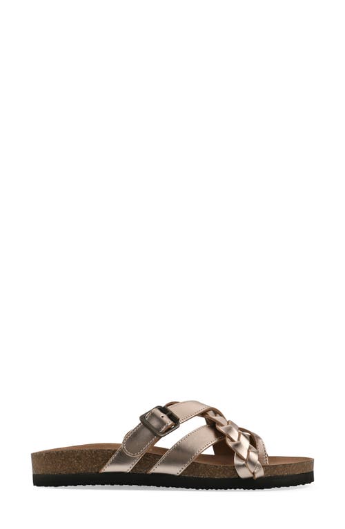 White Mountain Footwear Harrington Leather Footbed Sandal In Rose Gold Metallic