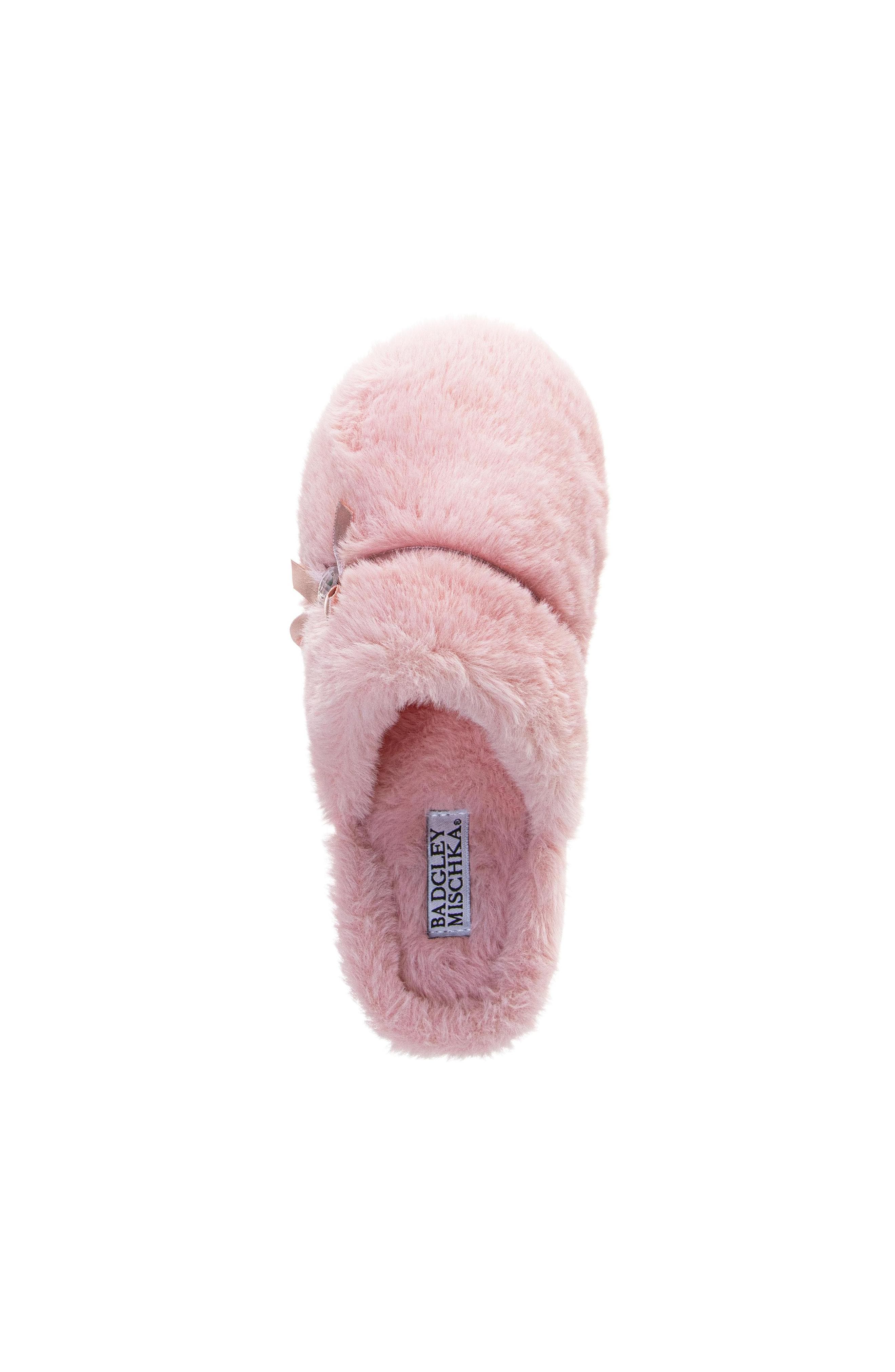 Womens Sparkling Brooch Slippers, Alternate, color, PINK