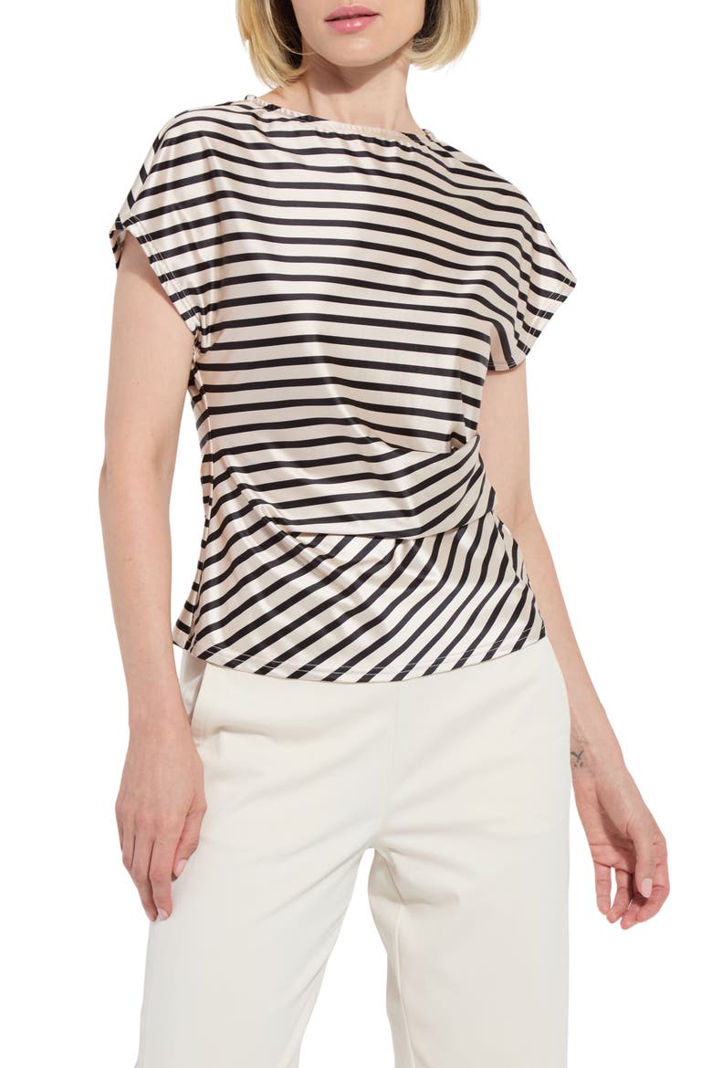 Bruna Stripe Satin Top, Main, color, COASTAL STRIPE