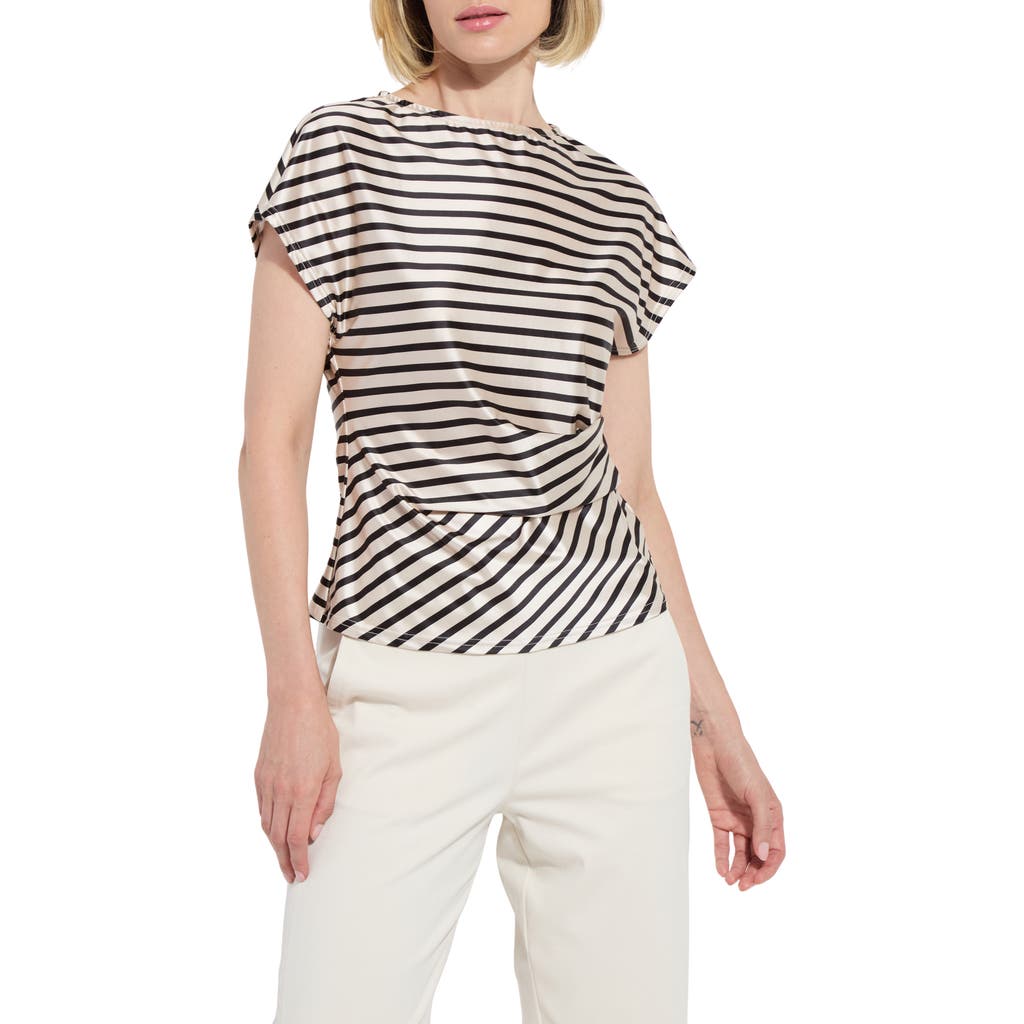 Lyssé Bruna Side Draped Top Printed In Neutral