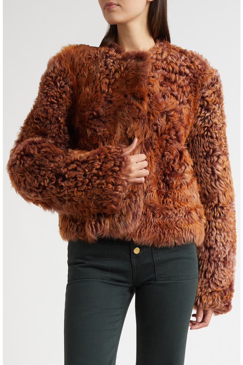 Irina Genuine Shearling Coat, Main, color, UMBER