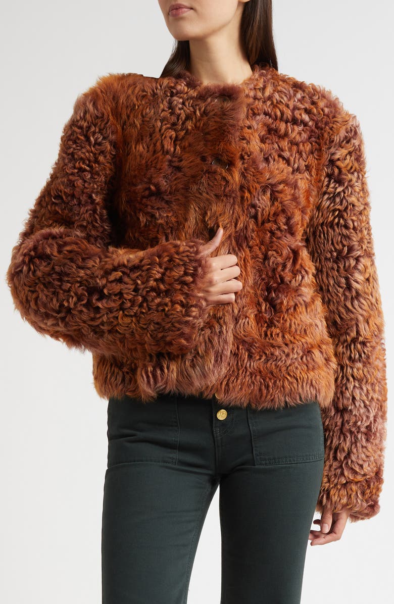 Ulla Johnson Irina Genuine Shearling Coat, Main, color, Umber