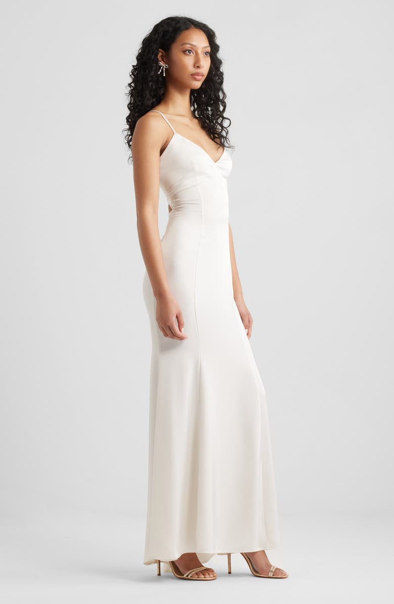 BP. Tie Back Satin Gown, Alternate, color, Ivory