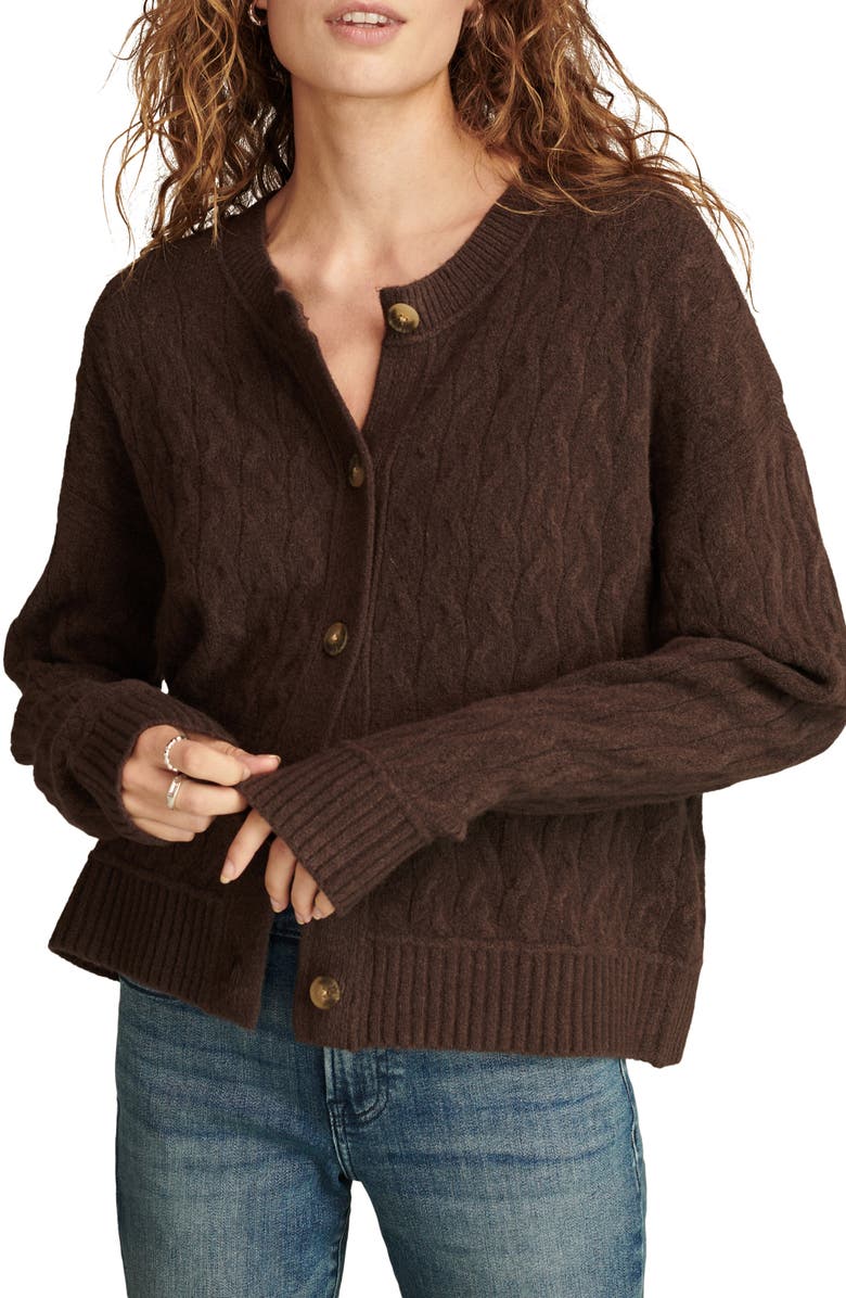 Lucky Brand Slouchy Cable Crop Cardigan, Main, color, 