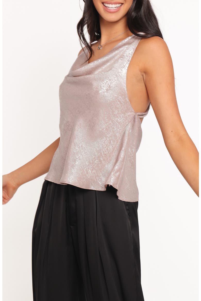 Vita Metallic Cowl Neck Tank, Alternate, color, CHAMPAGNE