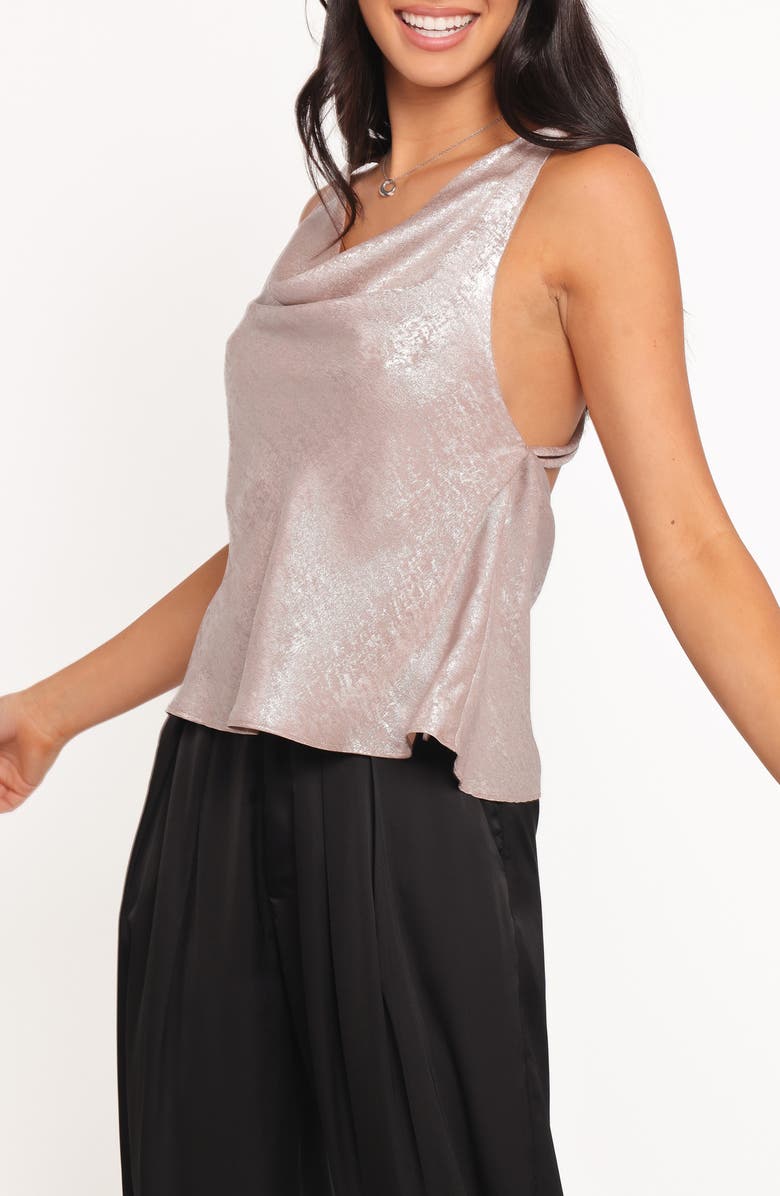 Petal & Pup Vita Metallic Cowl Neck Tank, Alternate, color, Champagne