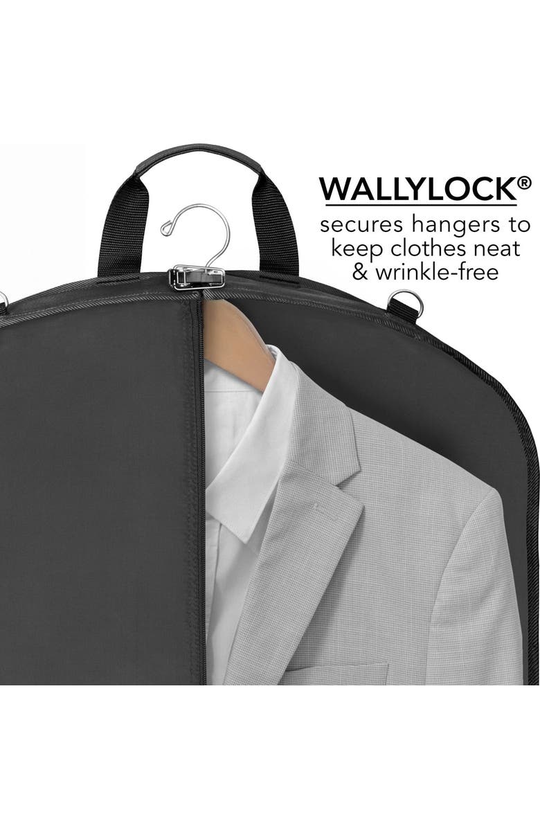 Wallybags 45" Premium Extra Capacity Travel Garment Bag With Shoulder Strap, Grey, Alternate, color, Black