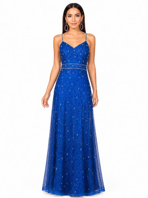 Beaded Faux-Wrap V-Neck Bridal Gown
