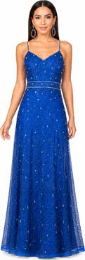 LARA New York Beaded Faux-Wrap V-Neck Bridal Gown