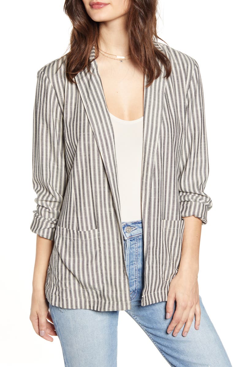 JACK BY BB DAKOTA The Girlfriend Ticking Stripe Blazer, Main, color,