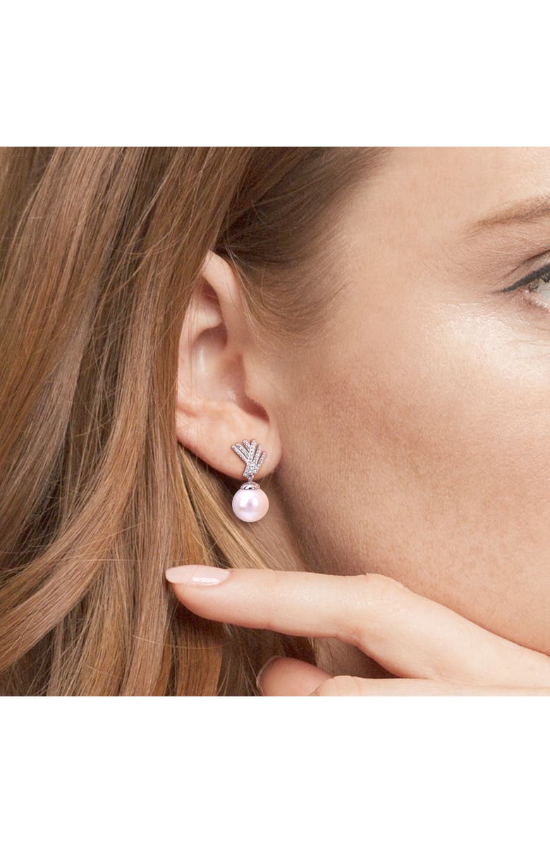 Julianna B. Cultured Pearl & Diamond Drop Earrings, Alternate, color, Freshwater Pearl